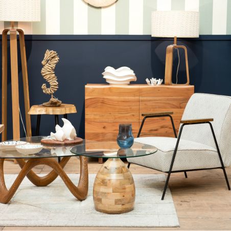 Fauteuil contemporain beige - 60x76x73cm - CLIO HUGGY par Amadeus