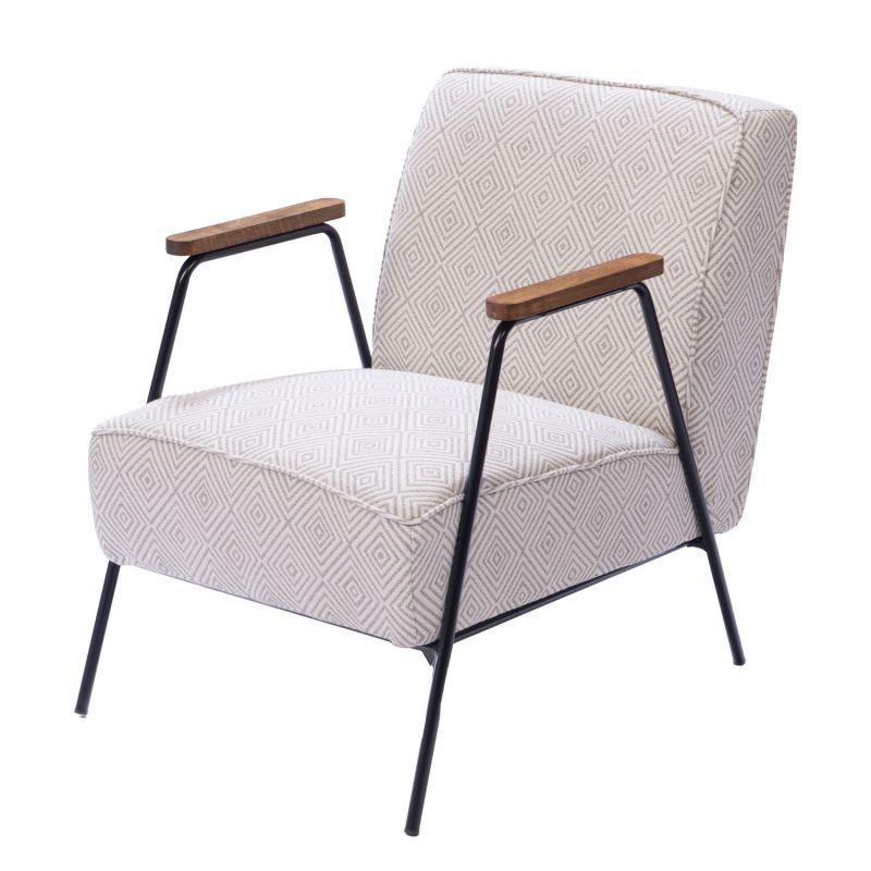 Fauteuil contemporain beige - 60x76x73cm - CLIO HUGGY par Amadeus