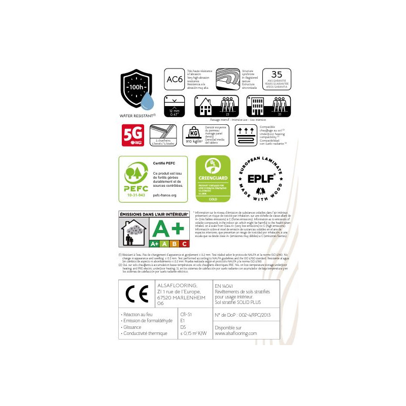 Sol Stratifié PAPYRUS 705W - Solid Plus par Alsapan
