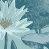 Papier peint vinyle sur intissé floral bleu pétrole et or LOTUS - Imprim'luxe par Ugepa - L90201