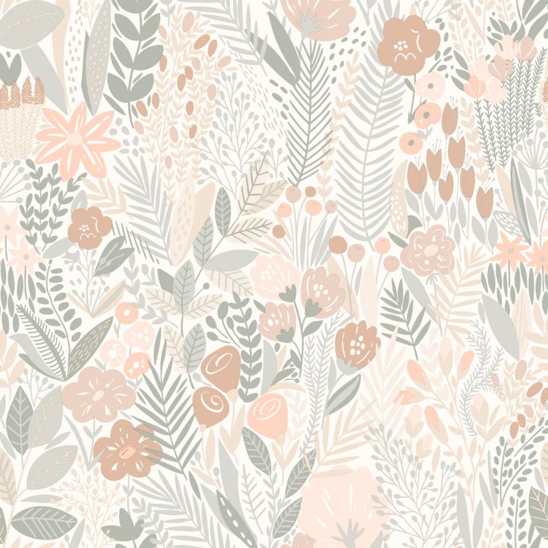 Papier peint intissé floral terracotta et vert FLOWER - Imprim'luxe par Ugepa - 101285337
