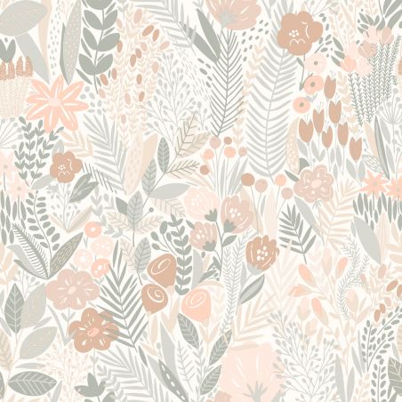Papier peint intissé floral terracotta et vert FLOWER - Imprim'luxe par Ugepa - 101285337