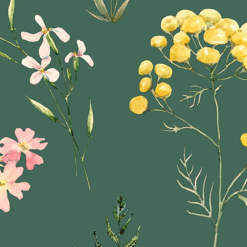 Papier peint intissé floral jaune et rose HERBIER PRAIRIE - Papermint par Ugepa - M38914