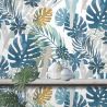 Papier peint vinyle sur intissé végétal bleu et vert JUNGLE - Imprim'luxe par Ugepa - L67501