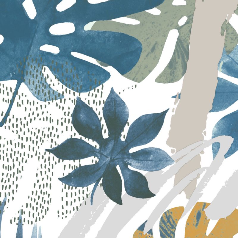 Papier peint vinyle sur intissé végétal bleu et vert JUNGLE - Imprim'luxe par Ugepa - L67501