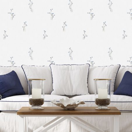 Papier peint expansé sur papier standard floral bleu CHARMED FLOWER - Basiques par Ugepa - L98501