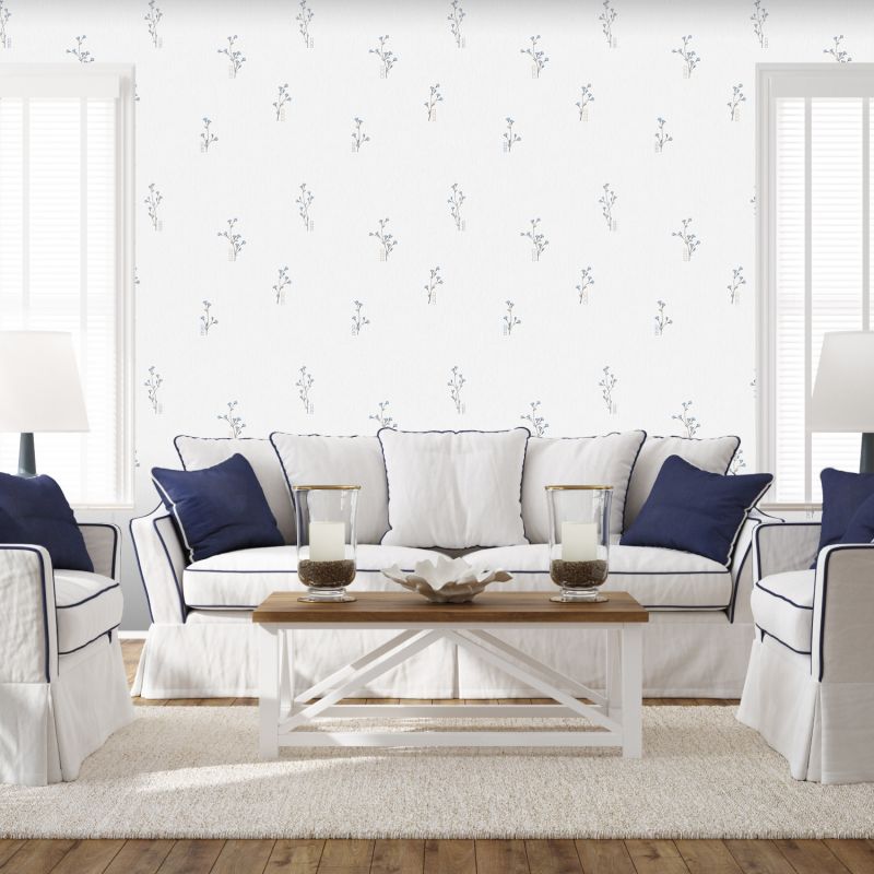 Papier peint expansé sur papier standard floral bleu CHARMED FLOWER - Basiques par Ugepa - L98501