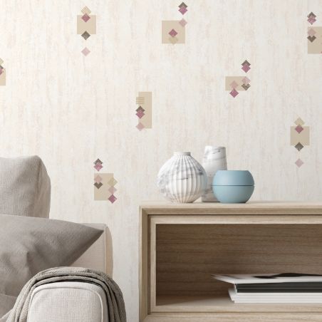 Papier peint expansé sur papier standard géométrique parme et or GEOMETRIC EFFECT - Basiques par Ugepa - L98706