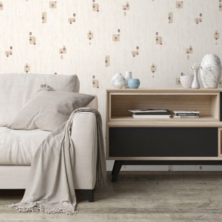 Papier peint expansé sur papier standard géométrique parme et or GEOMETRIC EFFECT - Basiques par Ugepa - L98706