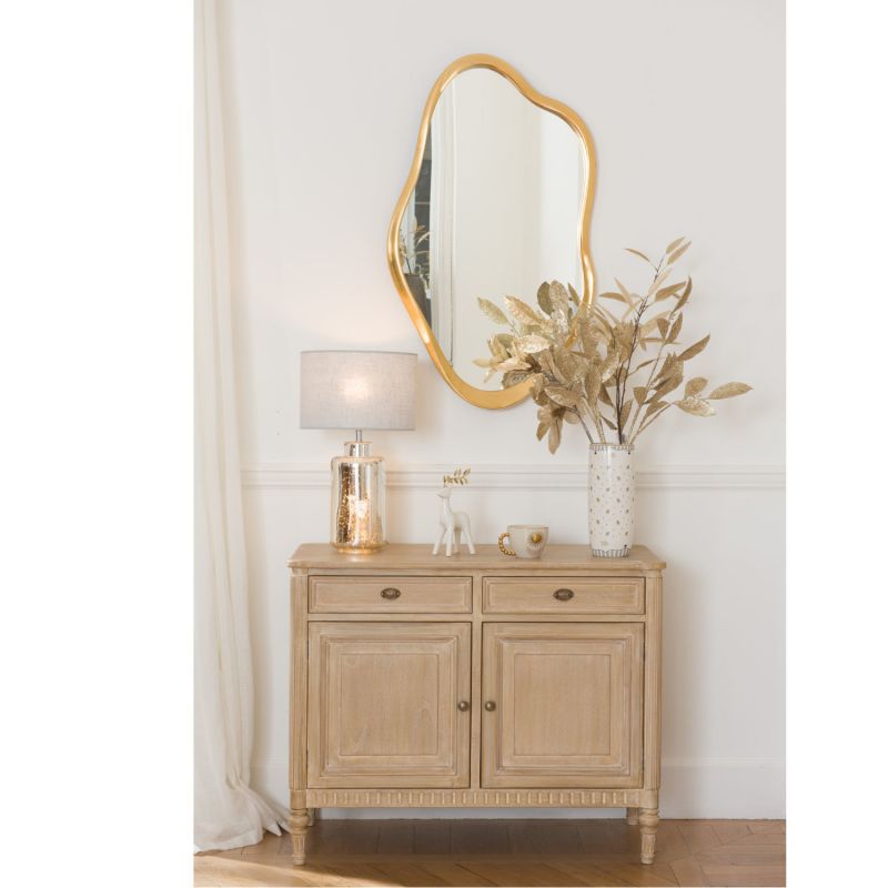 Lampe contemporain lin cendré - 32x32x61cm - JADE par Amadeus