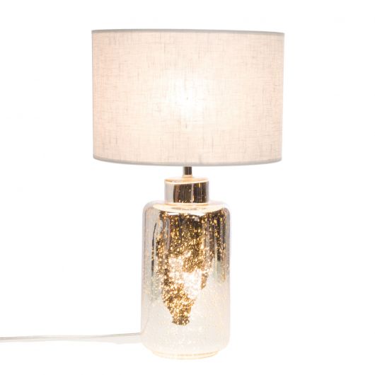 Lampe contemporain lin cendré - 32x32x61cm - JADE par Amadeus