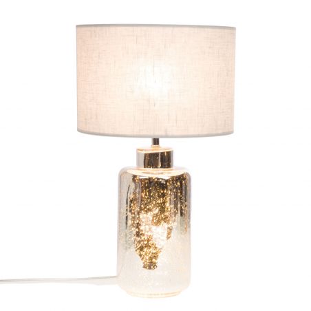 Lampe contemporain lin cendré - 32x32x61cm - JADE par Amadeus