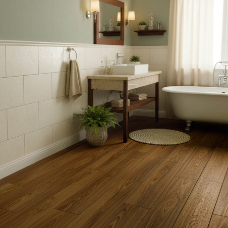 Sol Vinyle/PVC - 4m - parquet chêne foncé JEROME 548 - Essential Bingo par IVC