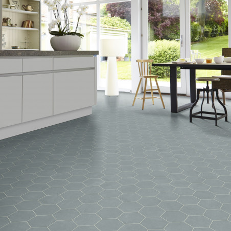 Sol Vinyle/PVC - 3m - carrelage gris bleuté  NIMES 770M - Optima Evasion par Beauflor