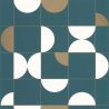 Papier peint vinyle sur intissé graphique teal blue et doré DIABOLO - Only Blue par Caselio - 102666120