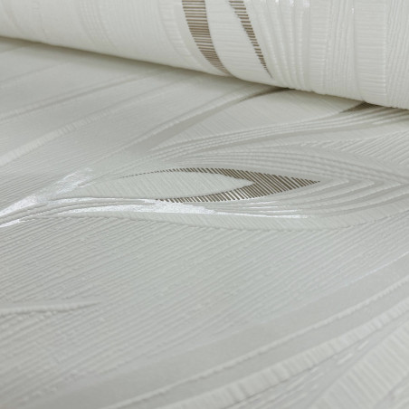 Papier peint expansé sur intissé floral blanc et marron FLEUR DE LYS - Fleur par Rasch - 788501