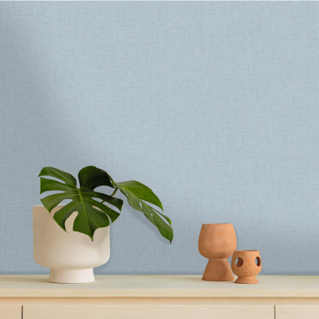 Papier peint vinyle sur intissé uni irisé/métallisé bleu doré LINEN - Linen  par Caselio - 103236590