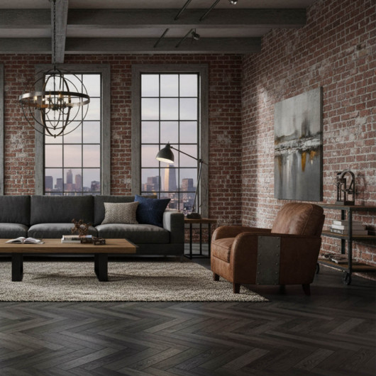 Sol Vinyle/PVC - 4m - parquet chevron gris anthracite MARYLIN 599 - Essential Bingo par IVC