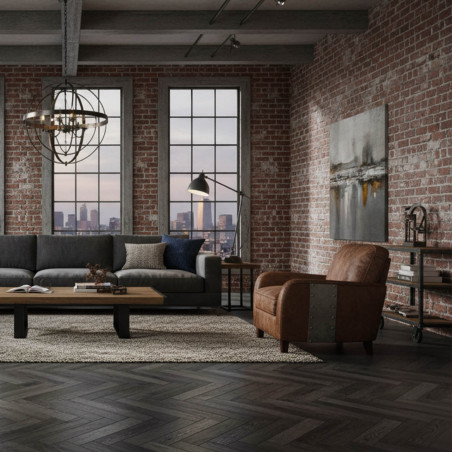 Sol Vinyle/PVC - 4m - parquet chevron gris anthracite MARYLIN 599 - Essential Bingo par IVC