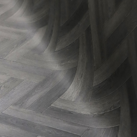 Sol Vinyle/PVC - 4m - parquet chevron gris anthracite MARYLIN 599 - Essential Bingo par IVC