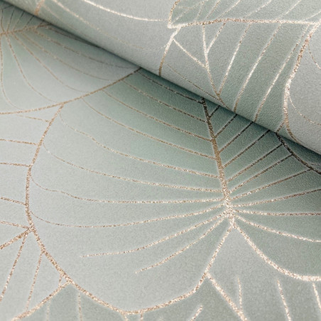 Papier peint vinyle sur intissé graphique vert FEUILLES - Botanique par Ugepa - B21214