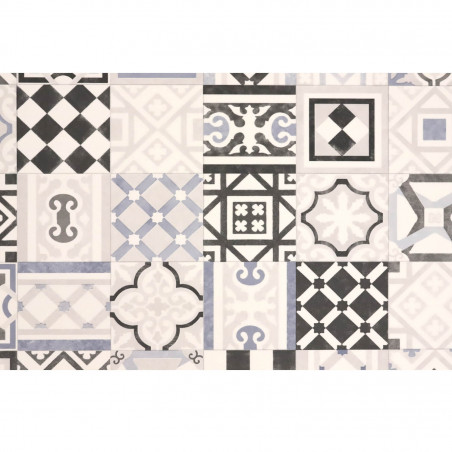 Sol Vinyle/PVC - 2m - carreaux de ciment gris et bleu VEDRA 598 - Essential Bingo par IVC