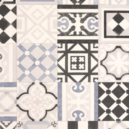 Sol Vinyle/PVC - 2m - carreaux de ciment gris et bleu VEDRA 598 - Essential Bingo par IVC