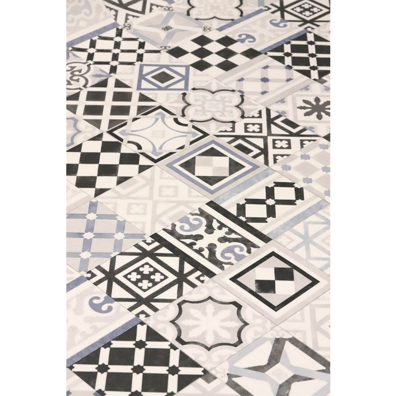 Sol Vinyle/PVC - 2m - carreaux de ciment gris et bleu VEDRA 598 - Essential Bingo par IVC