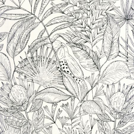 Papier peint vinyle sur intissé végétal noir et blanc JARDIN DE BEL AIR - Nos Gravures par Caselio - 103010199
