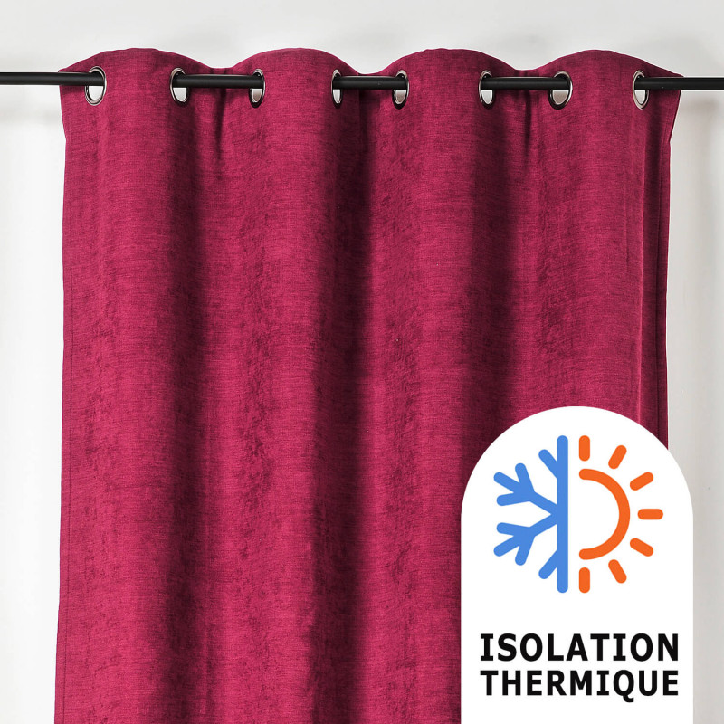 Prêt-à-Poser rideau isolant - 140cmx260cm - uni rouge carmin ALASKA par Linder