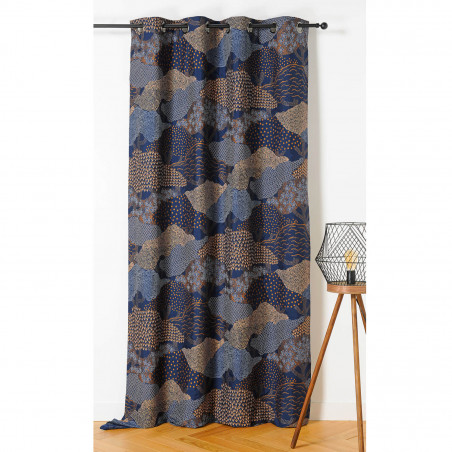 Prêt-à-Poser rideau - 140cmx240cm - bleu marine, beige et cuivre HOKKAIDO par Linder