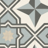 Sol Vinyle/PVC - 4m - carreaux de ciment bleu gris, beige et blanc LUCIA 574 Essential Bingo Stone par IVC