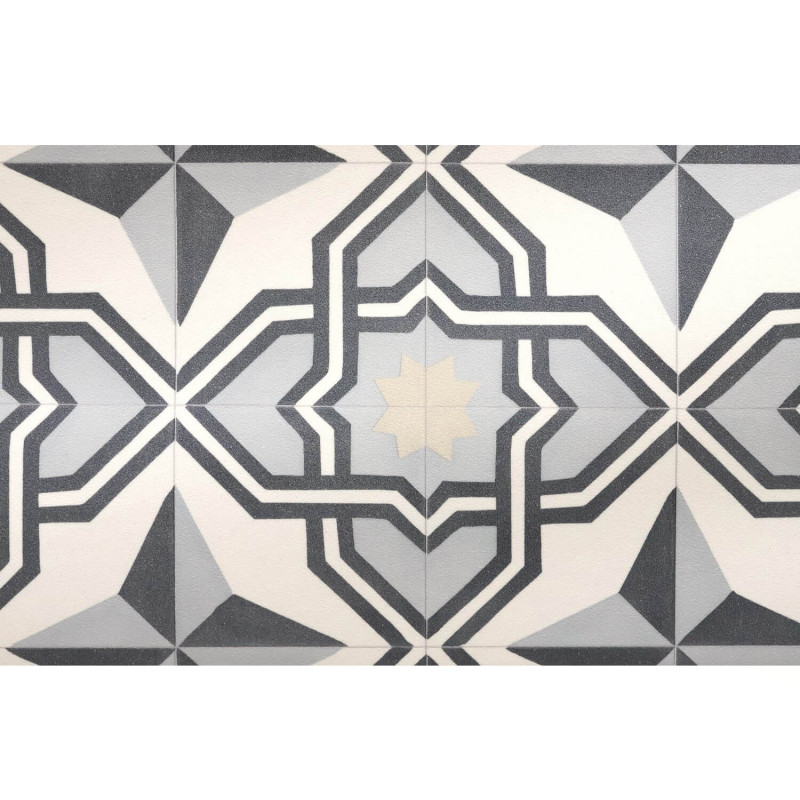Sol Vinyle/PVC - 4m - carreaux de ciment bleu gris, beige et blanc LUCIA 574 Essential Bingo Stone par IVC