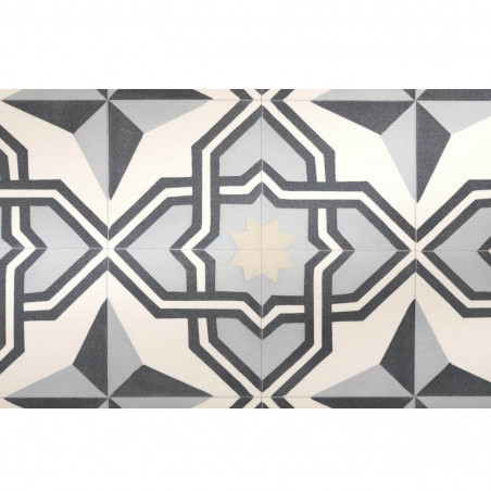 Sol Vinyle/PVC - 4m - carreaux de ciment bleu gris, beige et blanc LUCIA 574 Essential Bingo Stone par IVC