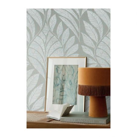 Papier peint intissé végétal vert sauge et or GUSTAV - Printemps Viennois par Casamance - 74770202