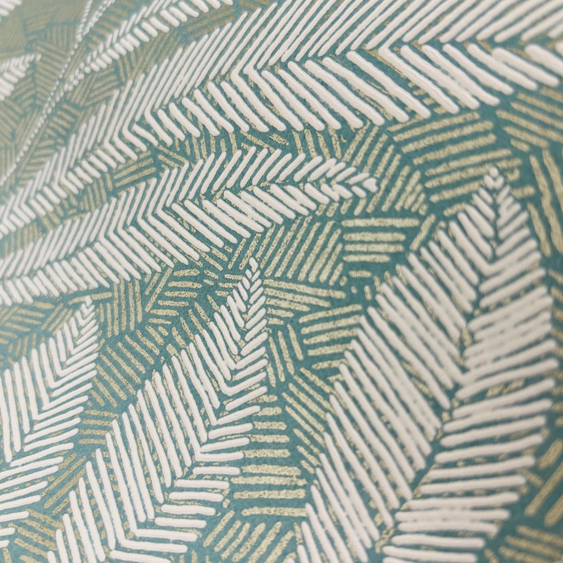 Papier peint intissé végétal vert sauge et or GUSTAV - Printemps Viennois par Casamance - 74770202