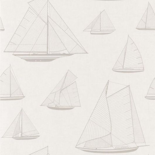 Papier peint vinyle sur intissé marin beige BATEAU AU TRAIT - Rivage par Casadeco - 84021126