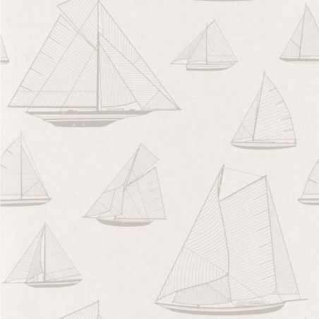 Papier peint vinyle sur intissé marin beige BATEAU AU TRAIT - Rivage par Casadeco - 84021126