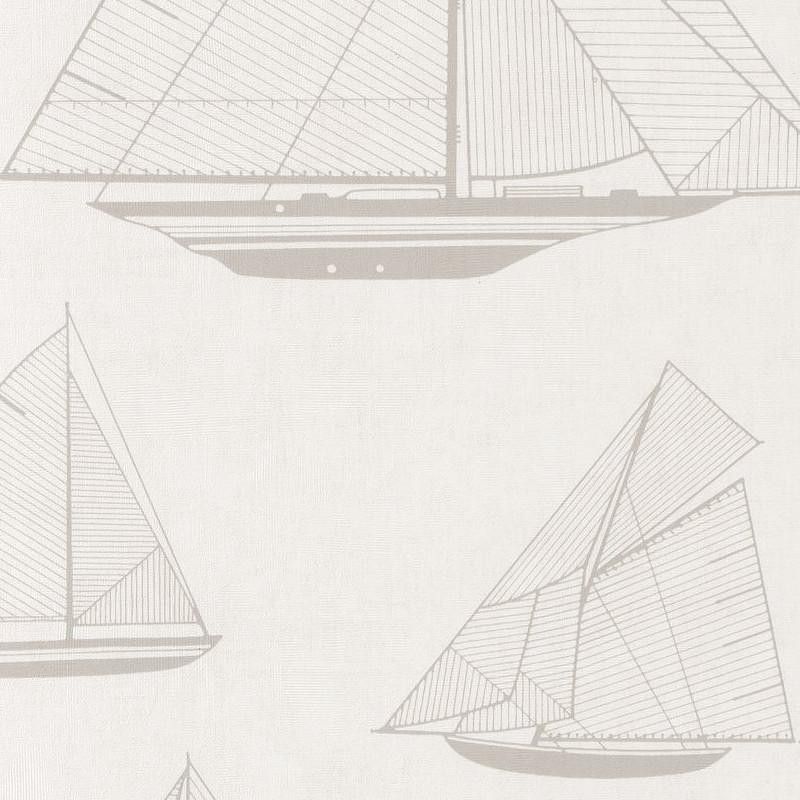 Papier peint vinyle sur intissé marin beige BATEAU AU TRAIT - Rivage par Casadeco - 84021126