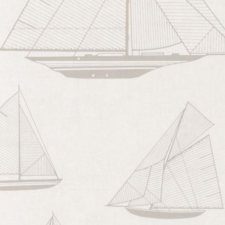 Papier peint vinyle sur intissé marin beige BATEAU AU TRAIT - Rivage par Casadeco - 84021126