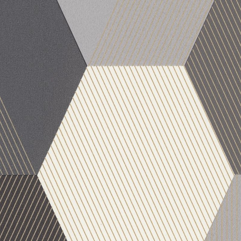 Papier peint vinyle sur intissé géométrie noir et or HEXAGONE - Moonlight par Caselio - 100109023