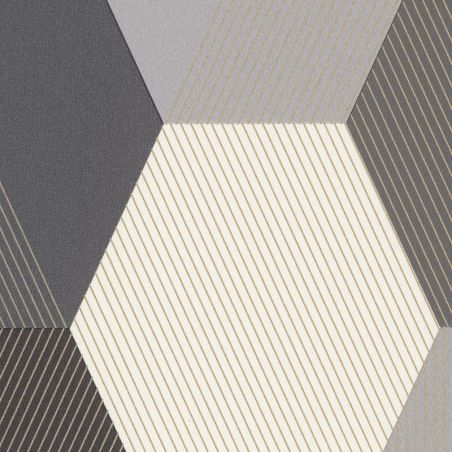 Papier peint vinyle sur intissé géométrie noir et or HEXAGONE - Moonlight par Caselio - 100109023