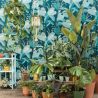 Papier peint intissé végétal bleu turquoise et orange AMAZONIA - Odyssée par Caselio - 101426803