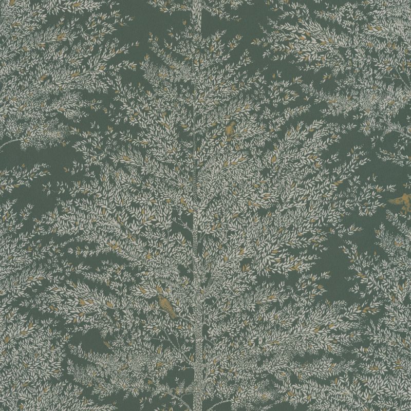 Papier peint intissé végétal vert kaki et or TREE OF LIFE - La Forêt par Caselio - 102977728
