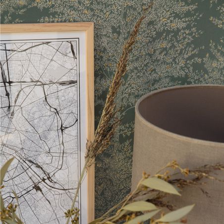 Papier peint intissé végétal vert kaki et or TREE OF LIFE - La Forêt par Caselio - 102977728
