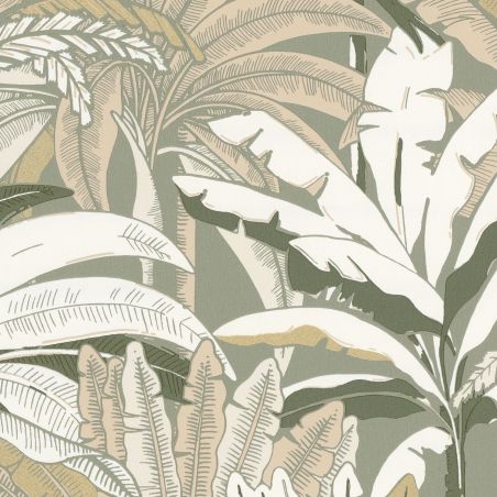 Papier peint vinyle sur intissé végétal beige et or EVASION - Escapade par Caselio - 102307128