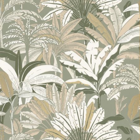 Papier peint vinyle sur intissé végétal beige et or EVASION - Escapade par Caselio - 102307128