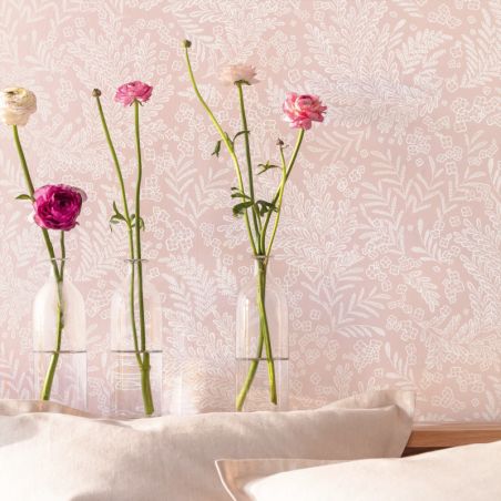 Papier peint vinyle sur intissé floral blanc etSEPTEMBER - Flower Power par Caselio - 101894040