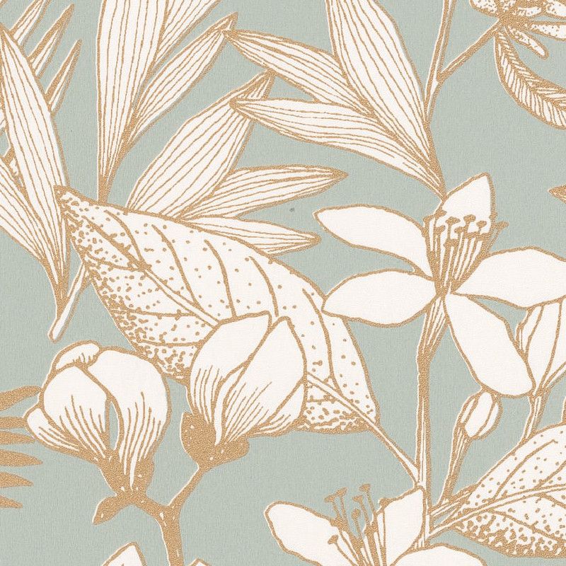 Papier peint vinyle sur intissé floral blanc et or MAY - Flower Power par Caselio - 101857024
