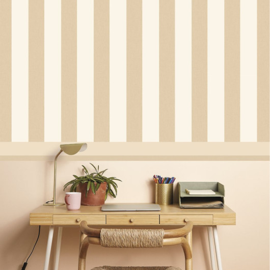 Papier peint vinyle sur intissé rayures beige et blanc LINES - Basics par Caselio - 104041050